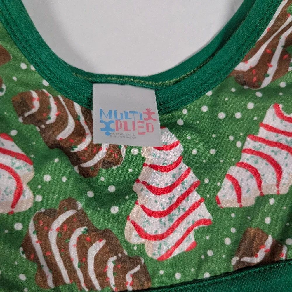 Boy Girl Twins Matching Christmas Tree Cake Top And Dress 2T